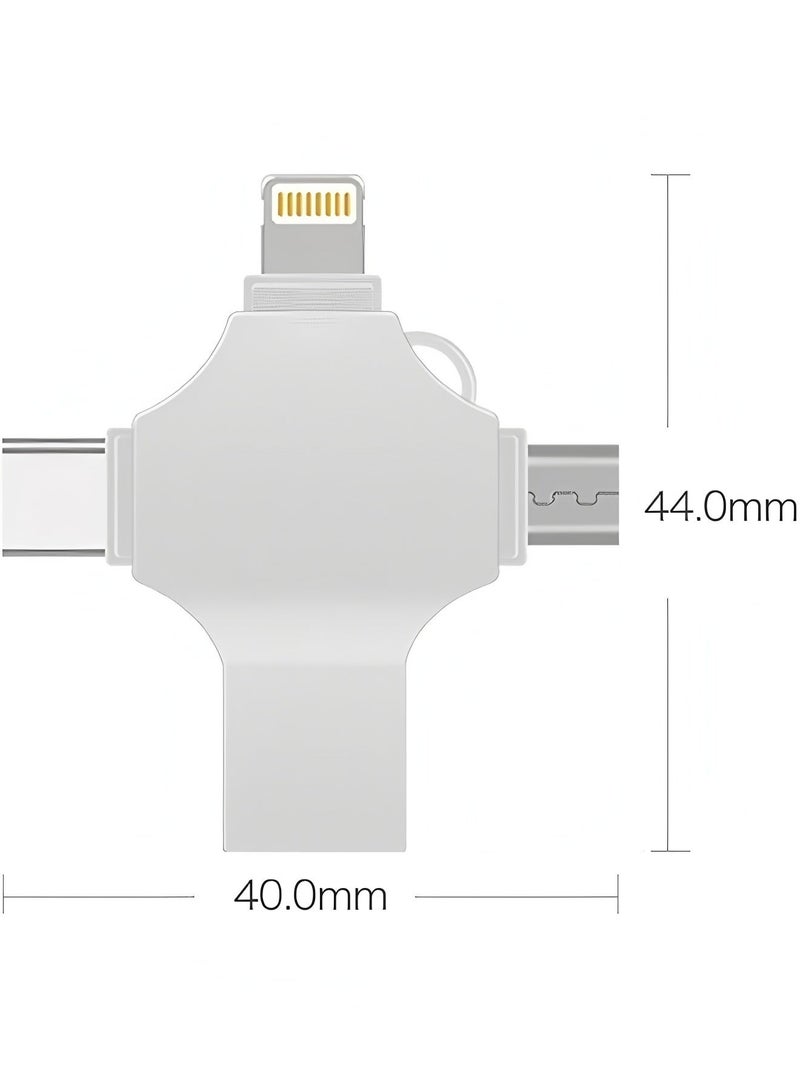 أبلينم ذاكرة فلاش USB متعددة الاستخدامات 4 في 1 بسعة 2 تيرابايت، مزودة بمنافذ USB/Type-C/Micro-USB/iOS، وحدة تخزين خارجية عالية السرعة للهواتف والأجهزة اللوحية وأجهزة الكمبيوتر. - Image 2